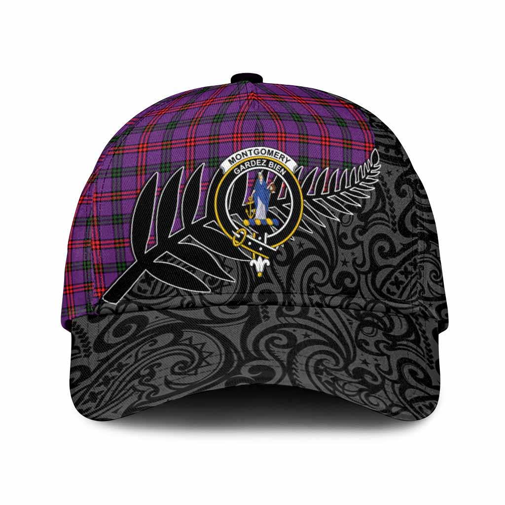 Montgomery Crest Tartan Classic Cap with New Zealand Silver Fern Half Style