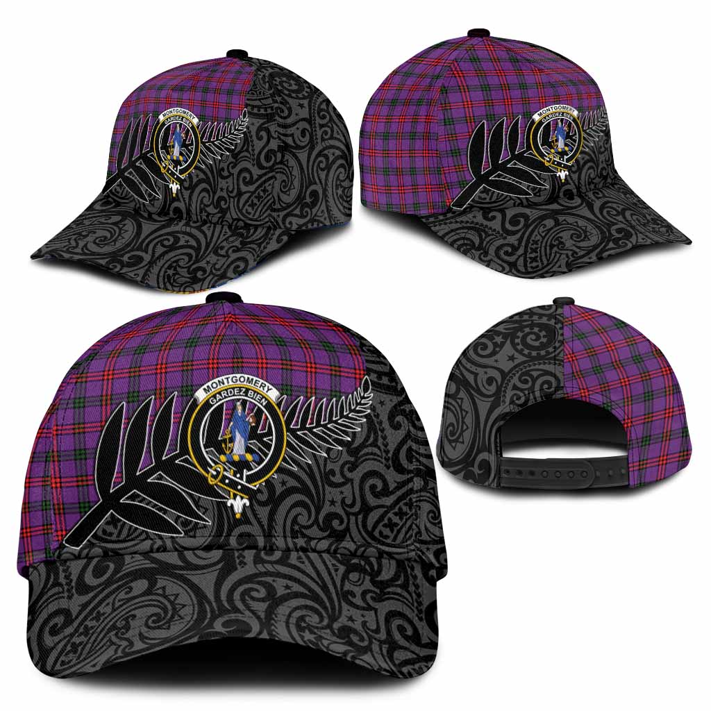 Montgomery Crest Tartan Classic Cap with New Zealand Silver Fern Half Style