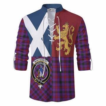 Montgomery Crest Tartan Ghillie Shirt with Lion Rampant Saltire Style