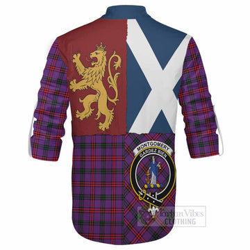 Montgomery Crest Tartan Ghillie Shirt with Lion Rampant Saltire Style