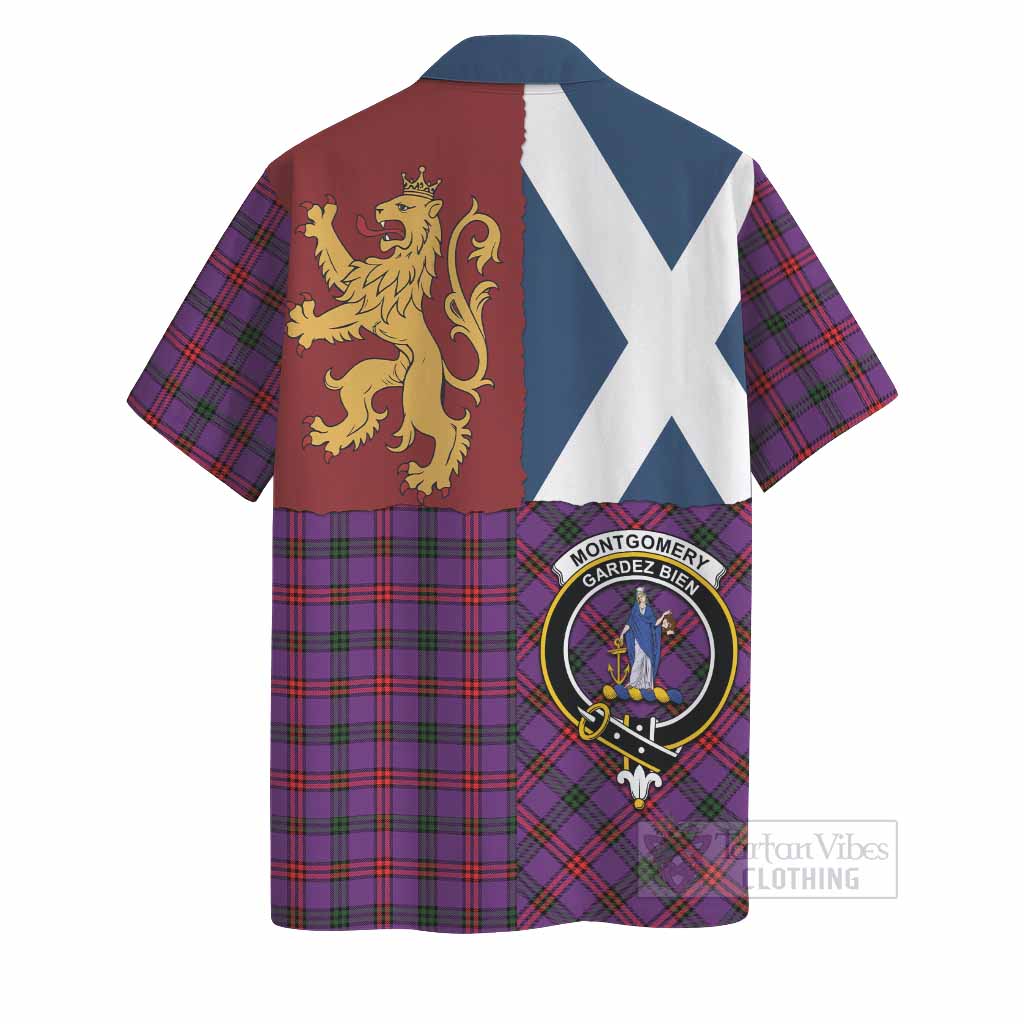 Montgomery Crest Tartan Hawaiian Shirt with Lion Rampant Saltire Style