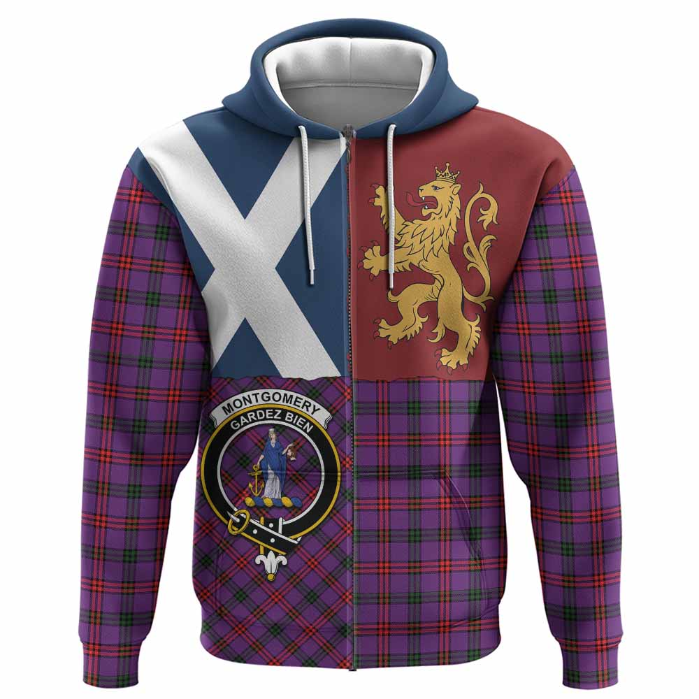 Montgomery Crest Tartan Hoodie with Lion Rampant Saltire Style