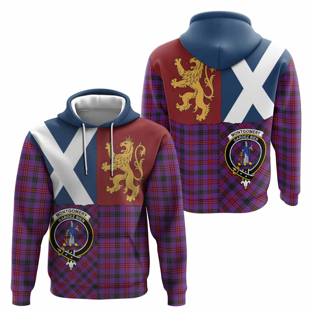 Montgomery Crest Tartan Hoodie with Lion Rampant Saltire Style