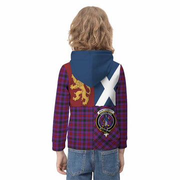 Montgomery Crest Tartan Kid Hoodie with Lion Rampant Saltire Style
