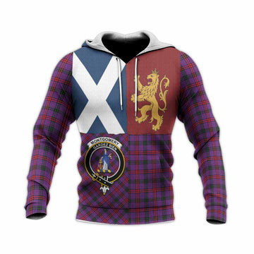 Montgomery Crest Tartan Knitted Hoodie with Lion Rampant Saltire Style