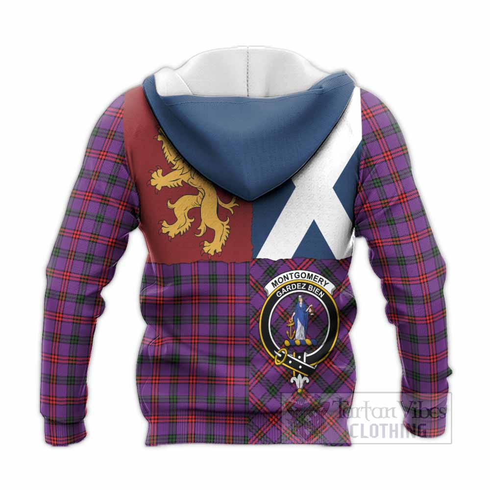 Montgomery Crest Tartan Knitted Hoodie with Lion Rampant Saltire Style