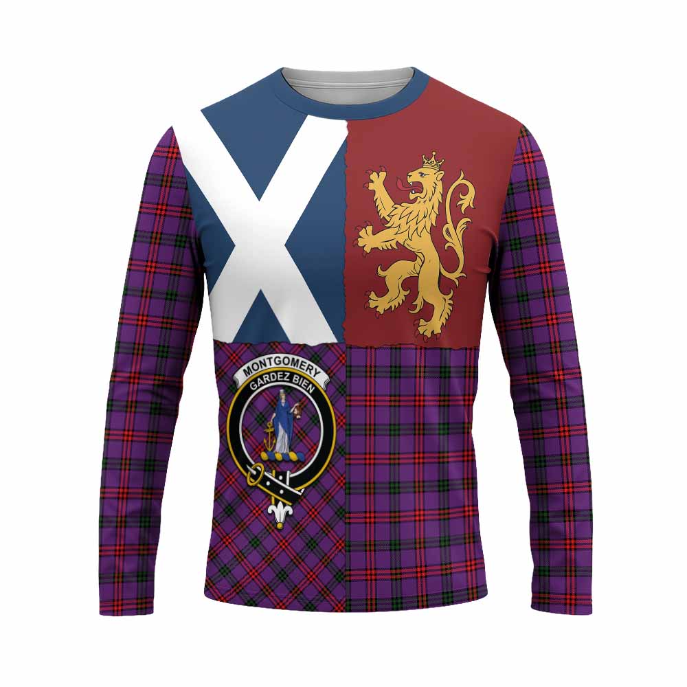 Montgomery Crest Tartan Long Sleeve T-Shirt with Lion Rampant Saltire Style