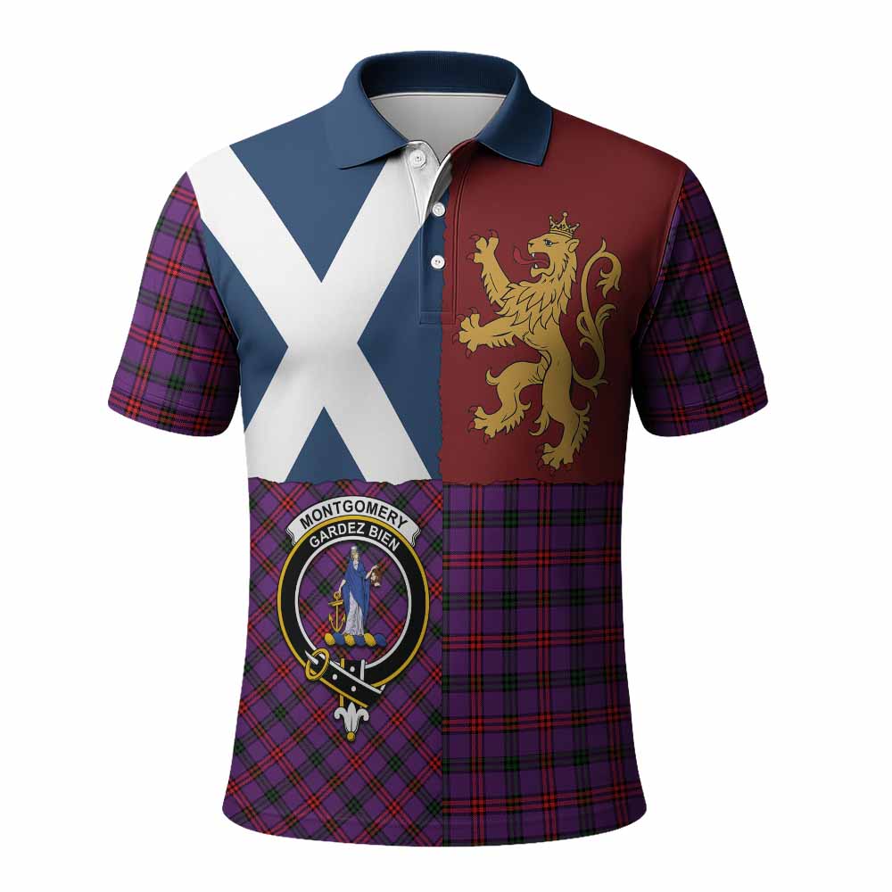 Montgomery Crest Tartan Polo Shirt with Lion Rampant Saltire Style