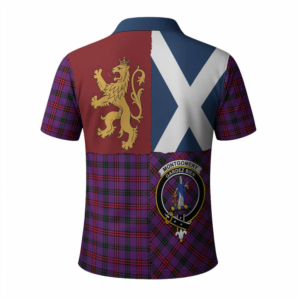 Montgomery Crest Tartan Polo Shirt with Lion Rampant Saltire Style