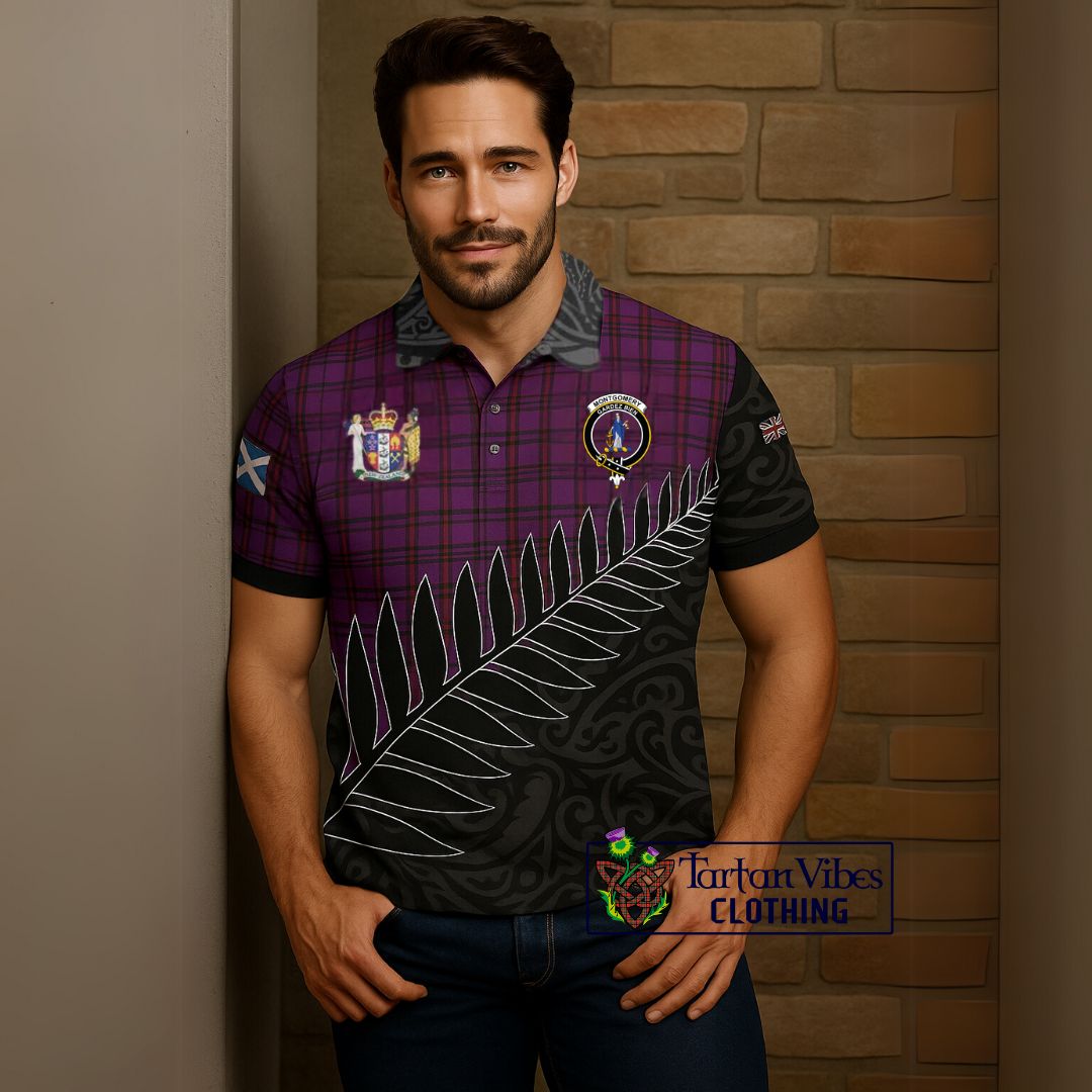 Montgomery Crest Tartan Polo Shirt with New Zealand Silver Fern Half Style