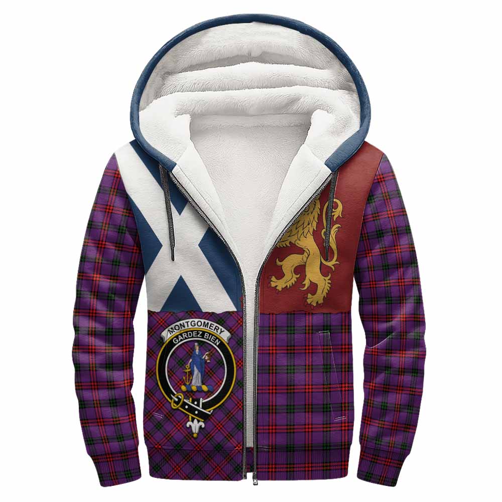 Montgomery Crest Tartan Sherpa Hoodie with Lion Rampant Saltire Style