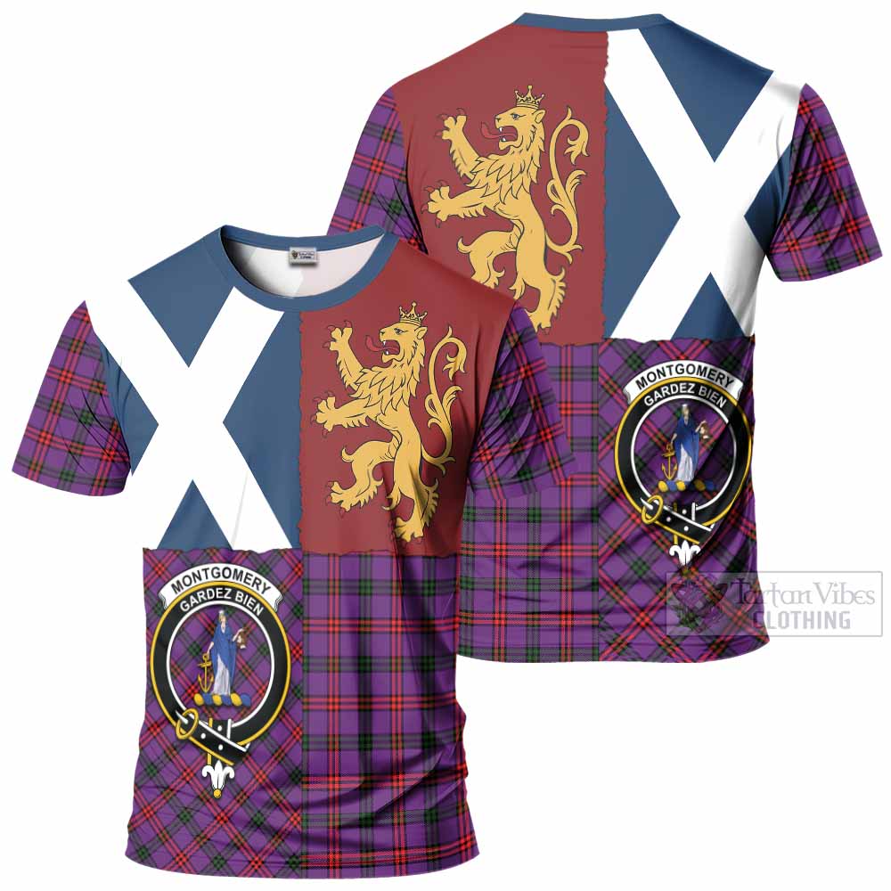 Montgomery Crest Tartan T-Shirt with Lion Rampant Saltire Style
