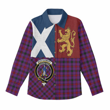 Montgomery Crest Tartan Women Casual Shirt with Lion Rampant Saltire Style