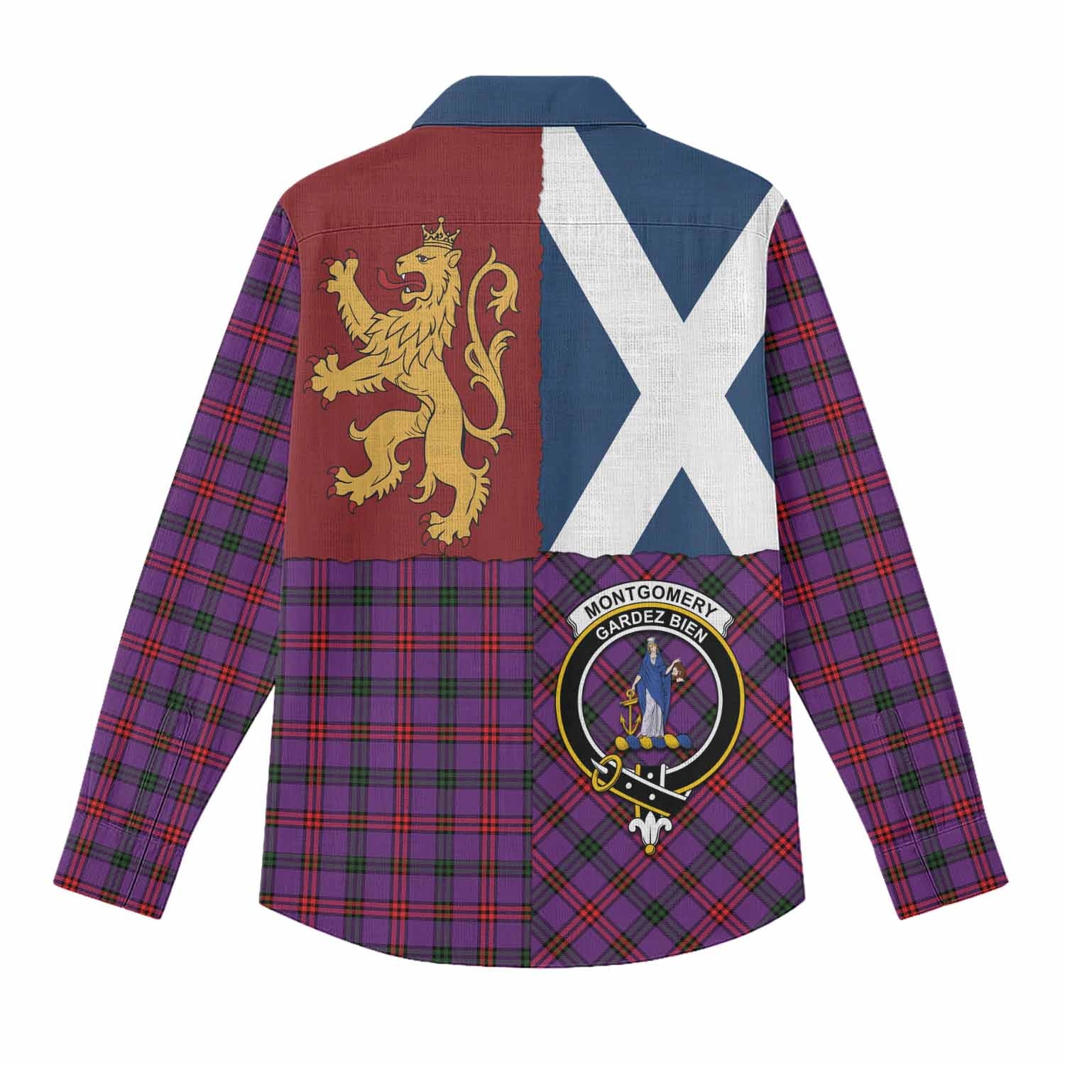 Montgomery Crest Tartan Women Casual Shirt with Lion Rampant Saltire Style