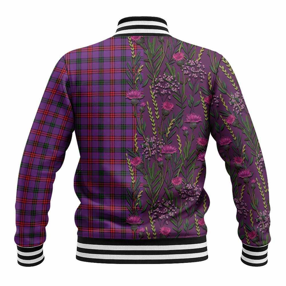 Montgomery Family Crest Tartan Baseball Jacket Scottish Thistle Flower Pattern Half Style - Tartan Vibes Clothing