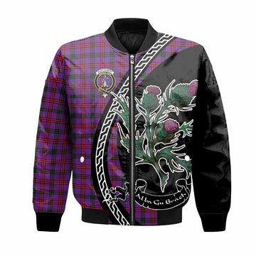 Montgomery Family Crest Tartan Bomber Jacket Alba Thistle Inspired