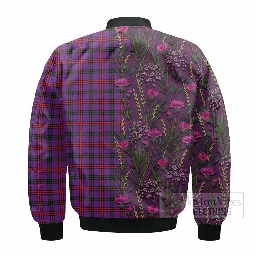 Montgomery Family Crest Tartan Bomber Jacket Scottish Thistle Flower Pattern Half Style - Tartan Vibes Clothing