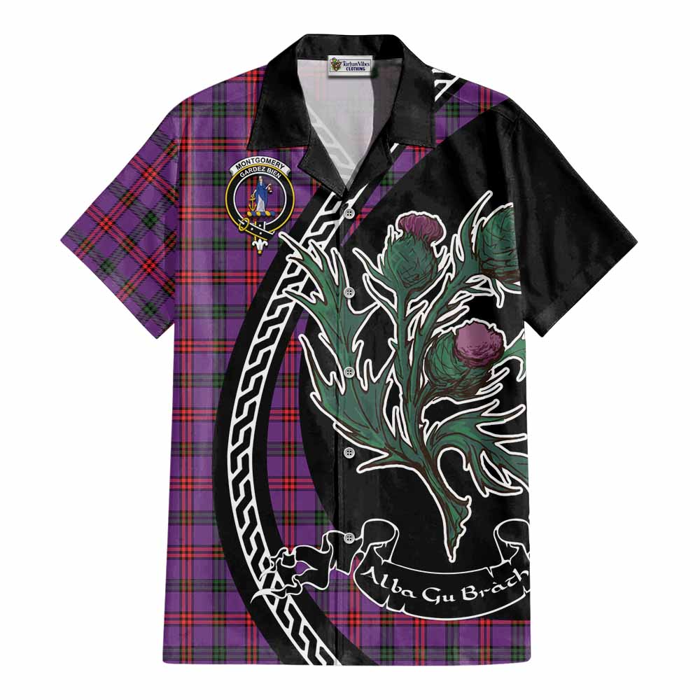 Montgomery Family Crest Tartan Cotton Hawaiian Shirt Alba Thistle Inspired - Tartan Vibes Clothing