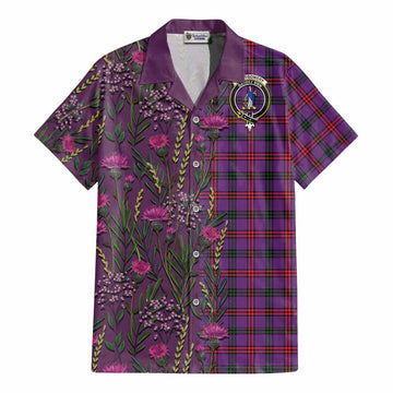 Montgomery Family Crest Tartan Cotton Hawaiian Shirt Scottish Thistle Flower Pattern Half Style - Tartan Vibes Clothing