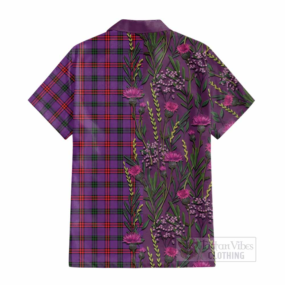 Montgomery Family Crest Tartan Cotton Hawaiian Shirt Scottish Thistle Flower Pattern Half Style - Tartan Vibes Clothing