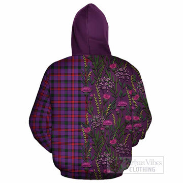 Montgomery Family Crest Tartan Cotton Hoodie Scottish Thistle Flower Pattern Half Style