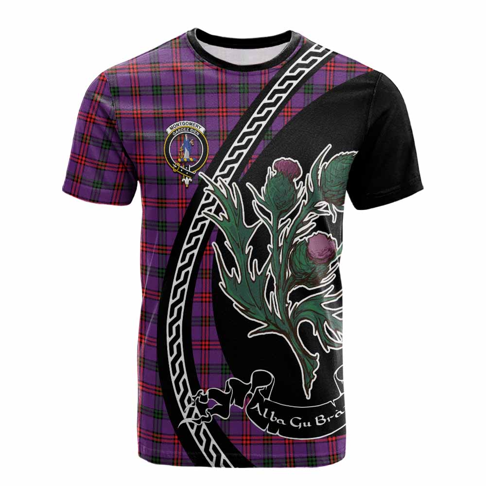 Montgomery Family Crest Tartan Cotton T-shirt Alba Thistle Inspired - Tartan Vibes Clothing