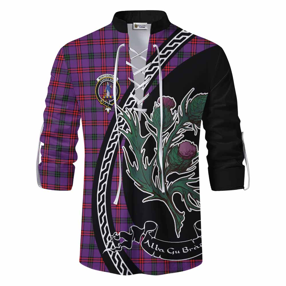 Montgomery Family Crest Tartan Ghillie Shirt Alba Thistle Inspired - Tartan Vibes Clothing