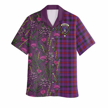 Montgomery Family Crest Tartan Hawaiian Shirt Scottish Thistle Flower Pattern Half Style - Tartan Vibes Clothing