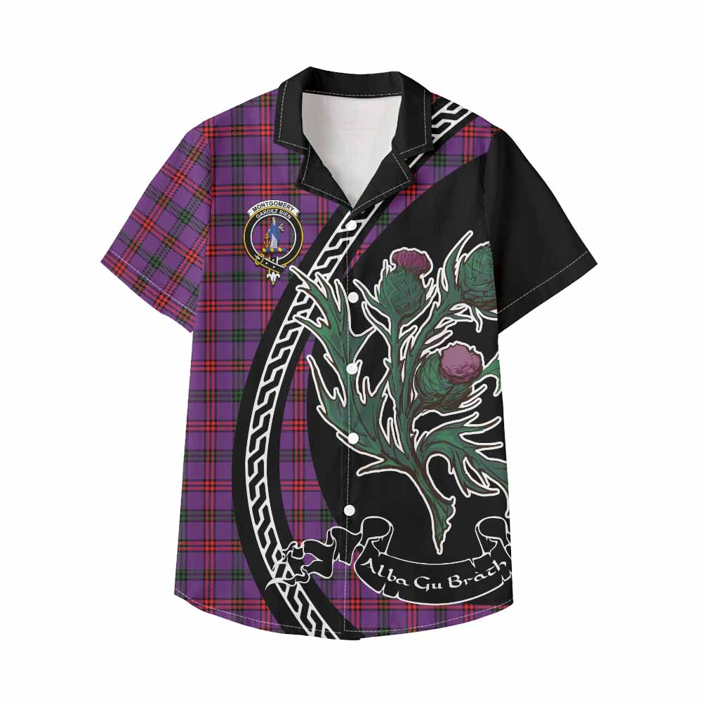 Montgomery Family Crest Tartan Kid Hawaiian Shirt Alba Thistle Inspired - Tartan Vibes Clothing
