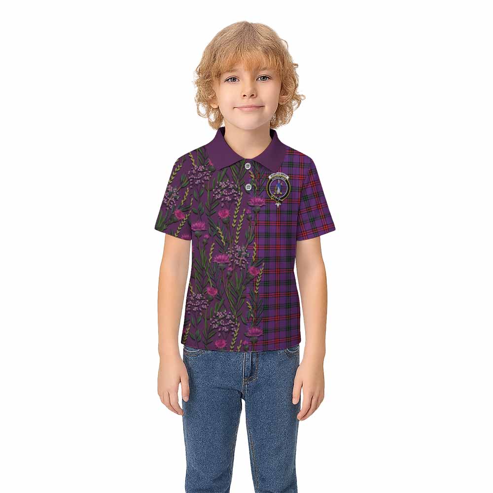 Montgomery Family Crest Tartan Kid Polo Shirt Scottish Thistle Flower Pattern Half Style - Tartan Vibes Clothing