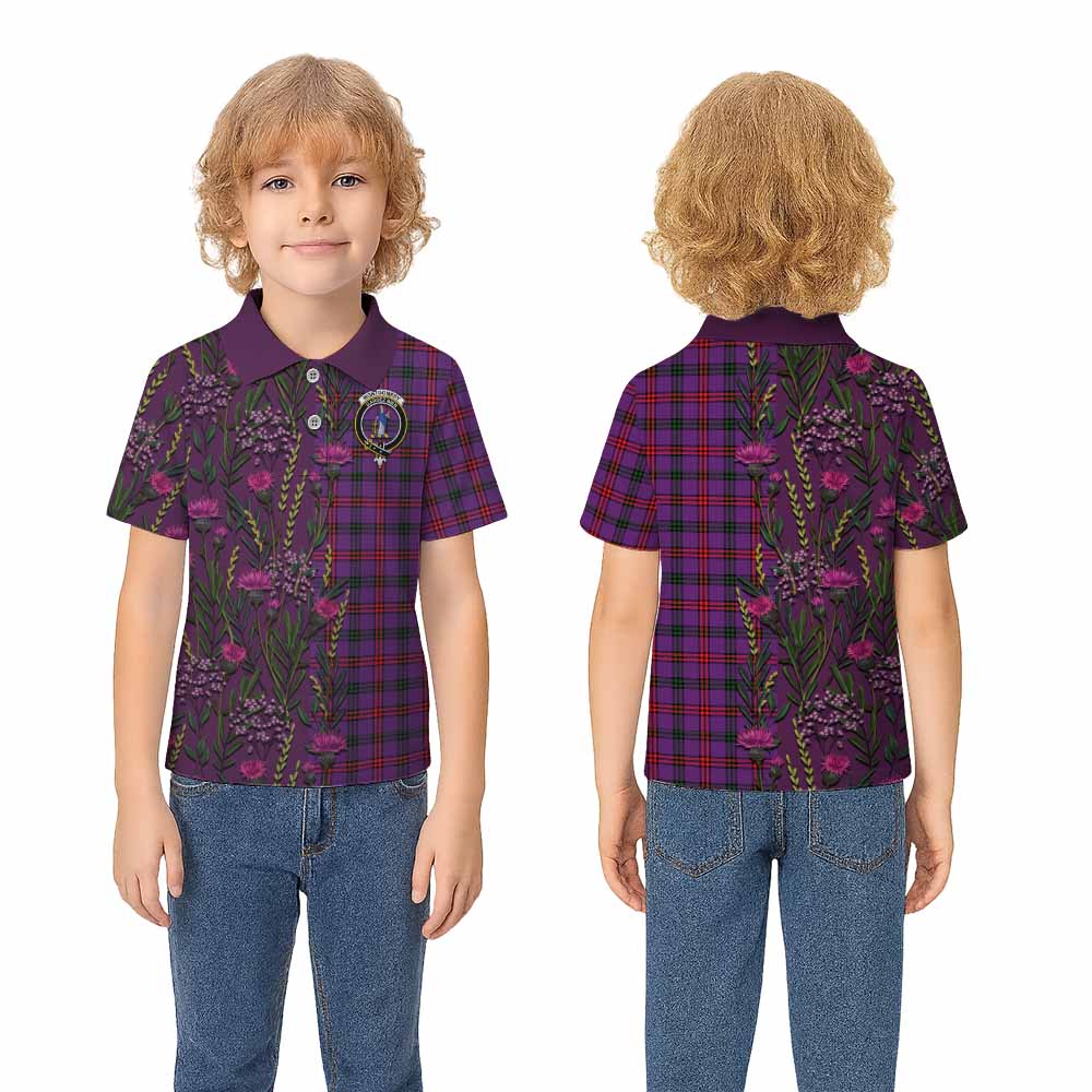 Montgomery Family Crest Tartan Kid Polo Shirt Scottish Thistle Flower Pattern Half Style - Tartan Vibes Clothing