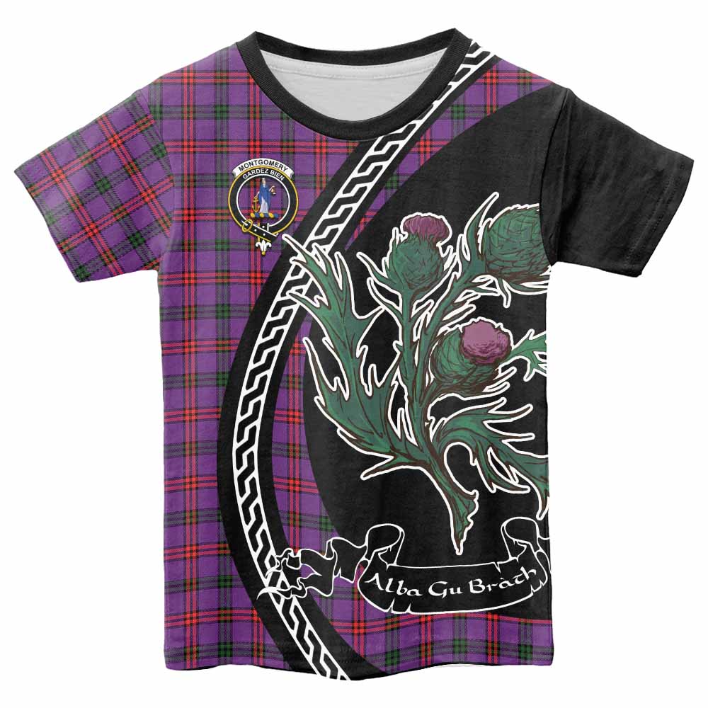 Montgomery Family Crest Tartan Kid T-shirt Alba Thistle Inspired - Tartan Vibes Clothing