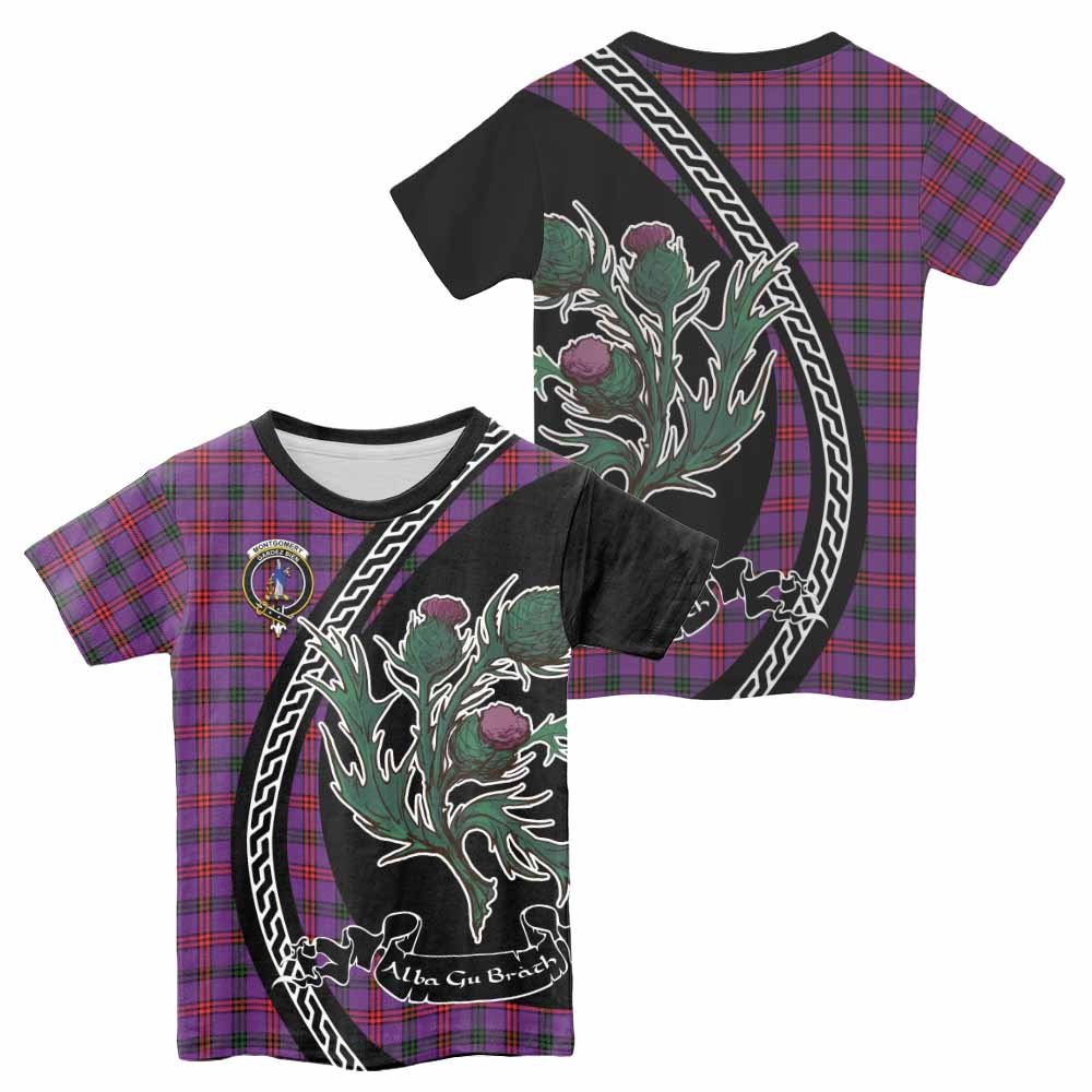 Montgomery Family Crest Tartan Kid T-shirt Alba Thistle Inspired - Tartan Vibes Clothing