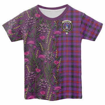 Montgomery Family Crest Tartan Kid T-shirt Scottish Thistle Flower Pattern Half Style - Tartan Vibes Clothing