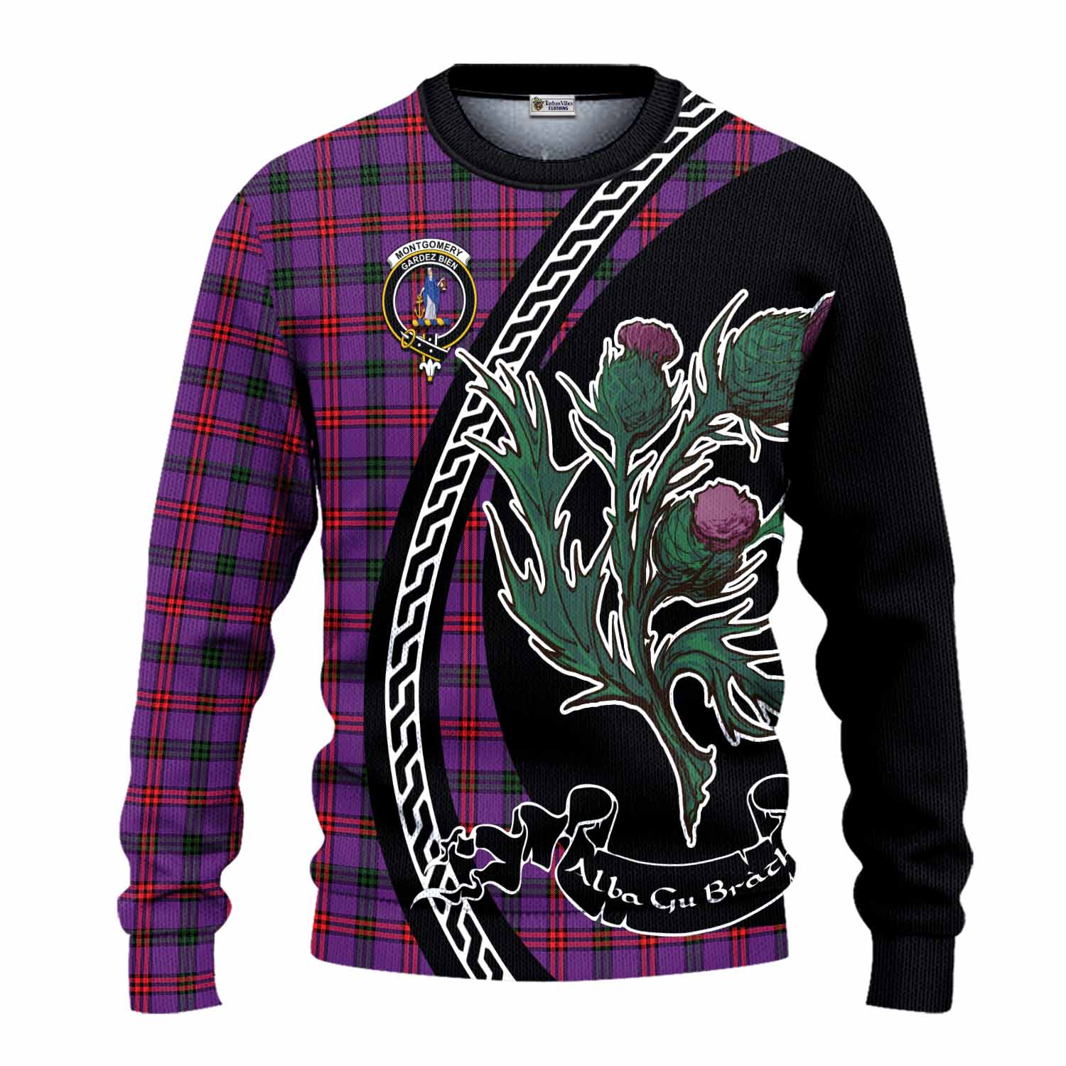 Montgomery Family Crest Tartan Knitted Sweater Alba Thistle Inspired - Tartan Vibes Clothing
