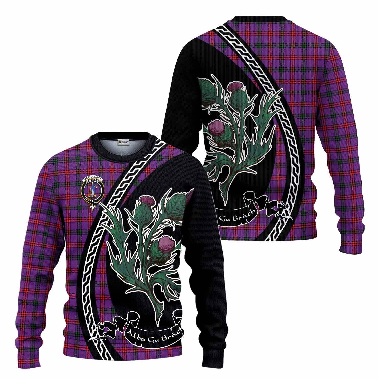 Montgomery Family Crest Tartan Knitted Sweater Alba Thistle Inspired - Tartan Vibes Clothing