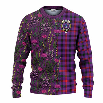 Montgomery Family Crest Tartan Knitted Sweater Scottish Thistle Flower Pattern Half Style - Tartan Vibes Clothing