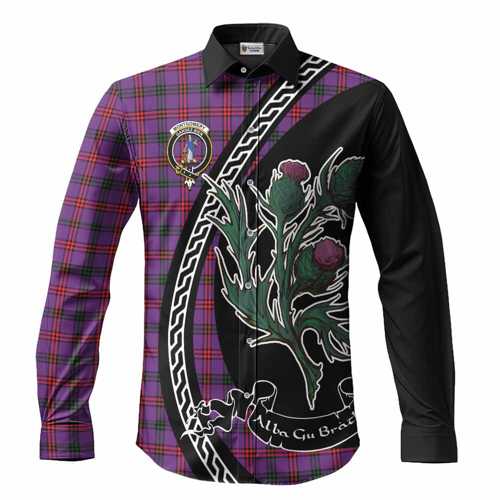 Montgomery Family Crest Tartan Long Sleeve Button Shirts Alba Thistle Inspired - Tartan Vibes Clothing