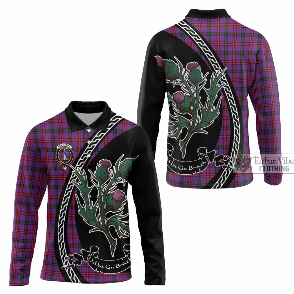 Montgomery Family Crest Tartan Long Sleeve Polo Shirt Alba Thistle Inspired - Tartan Vibes Clothing