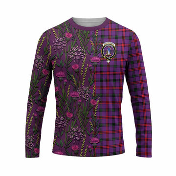 Montgomery Family Crest Tartan Long Sleeve T-Shirt Scottish Thistle Flower Pattern Half Style - Tartan Vibes Clothing