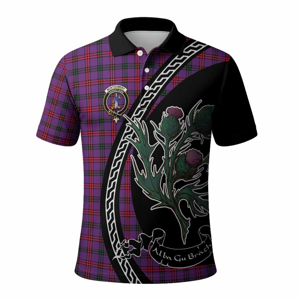 Montgomery Family Crest Tartan Polo Shirt Alba Thistle Inspired - Tartan Vibes Clothing