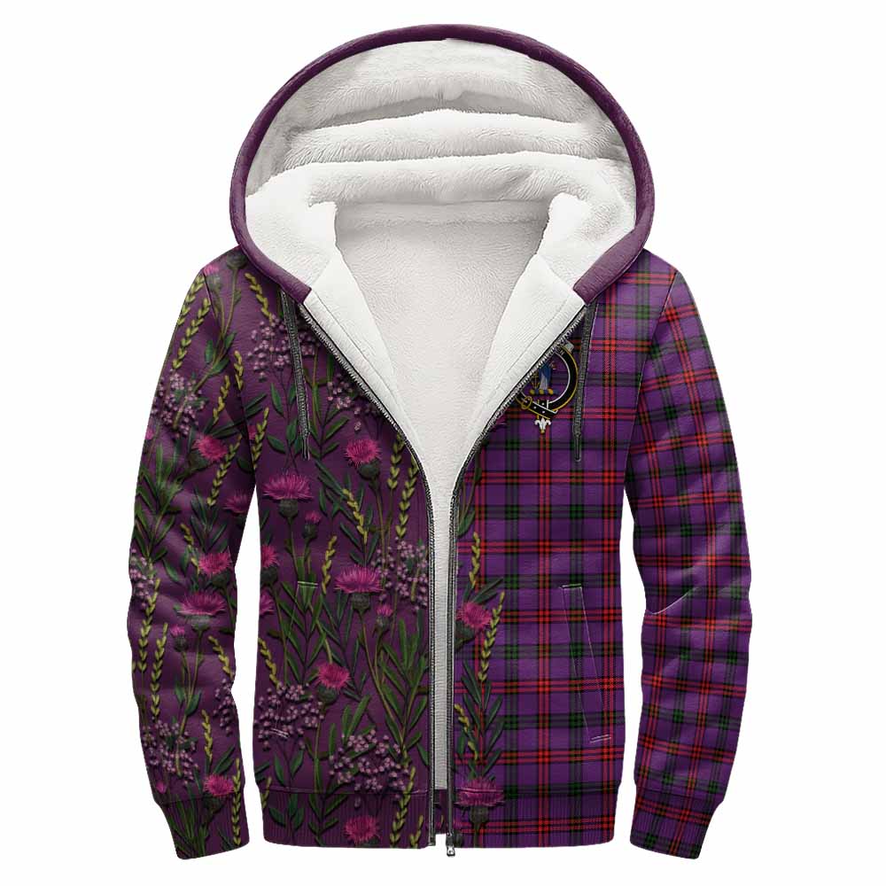 Montgomery Family Crest Tartan Sherpa Hoodie Scottish Thistle Flower Pattern Half Style - Tartan Vibes Clothing
