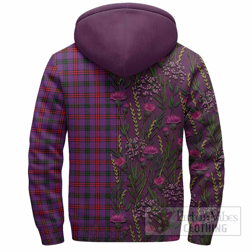 Montgomery Family Crest Tartan Sherpa Hoodie Scottish Thistle Flower Pattern Half Style - Tartan Vibes Clothing