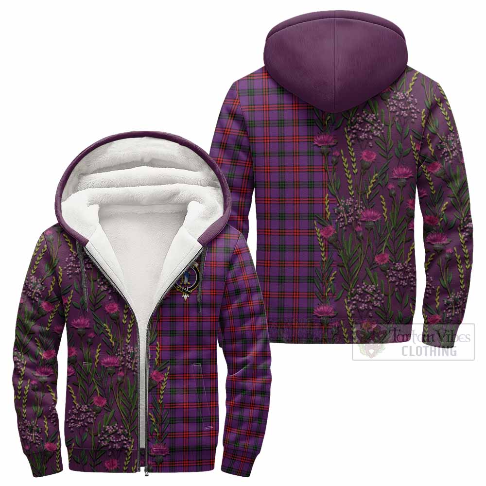 Montgomery Family Crest Tartan Sherpa Hoodie Scottish Thistle Flower Pattern Half Style - Tartan Vibes Clothing