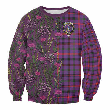Montgomery Family Crest Tartan Sweatshirt Scottish Thistle Flower Pattern Half Style