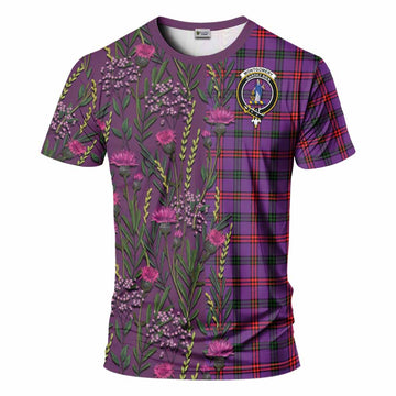 Montgomery Family Crest Tartan T-Shirt Scottish Thistle Flower Pattern Half Style - Tartan Vibes Clothing