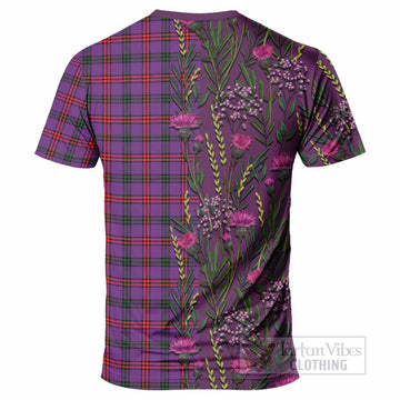 Montgomery Family Crest Tartan T-Shirt Scottish Thistle Flower Pattern Half Style - Tartan Vibes Clothing