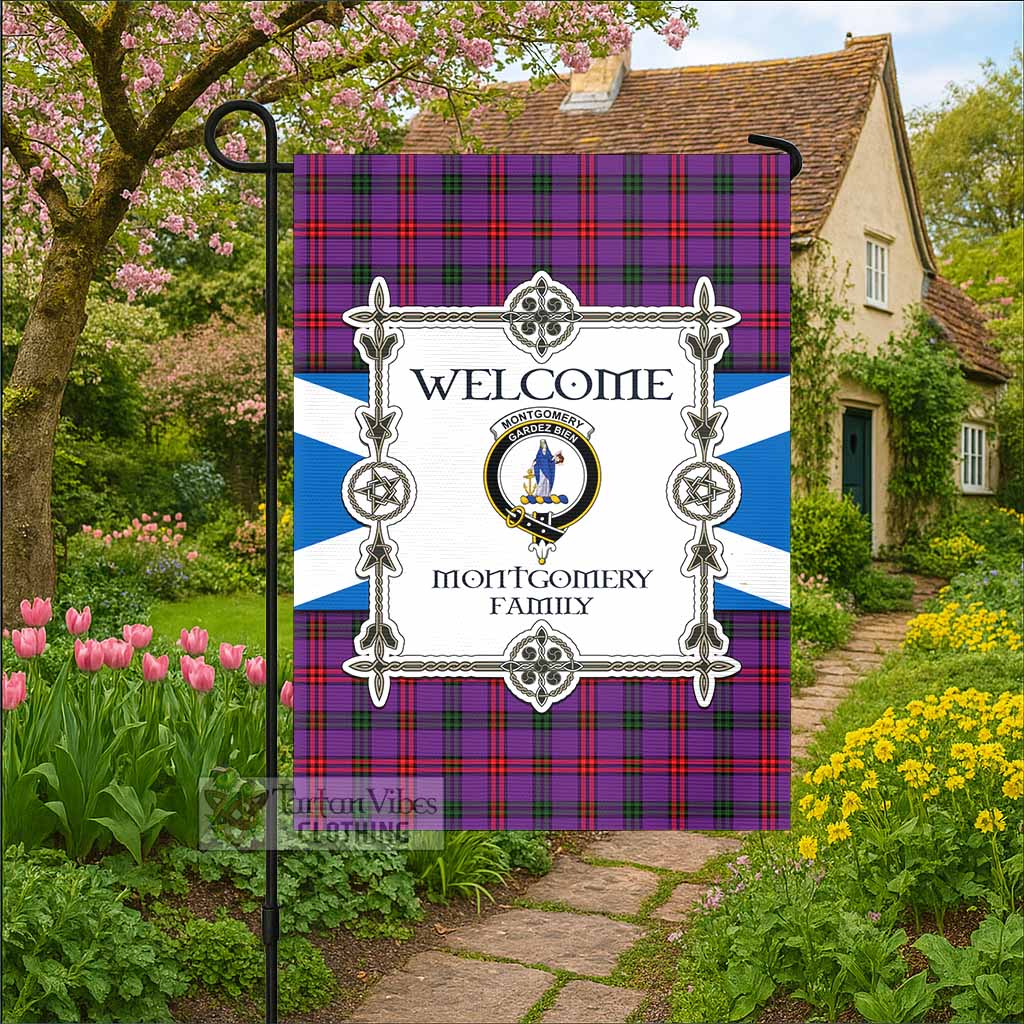 Montgomery Family Crest Tartan Welcome Garden Flag Saltire Harmony Style - Tartan Vibes Clothing