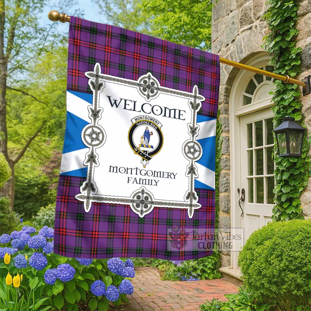 Montgomery Family Crest Tartan Welcome Garden Flag Saltire Harmony Style - Tartan Vibes Clothing