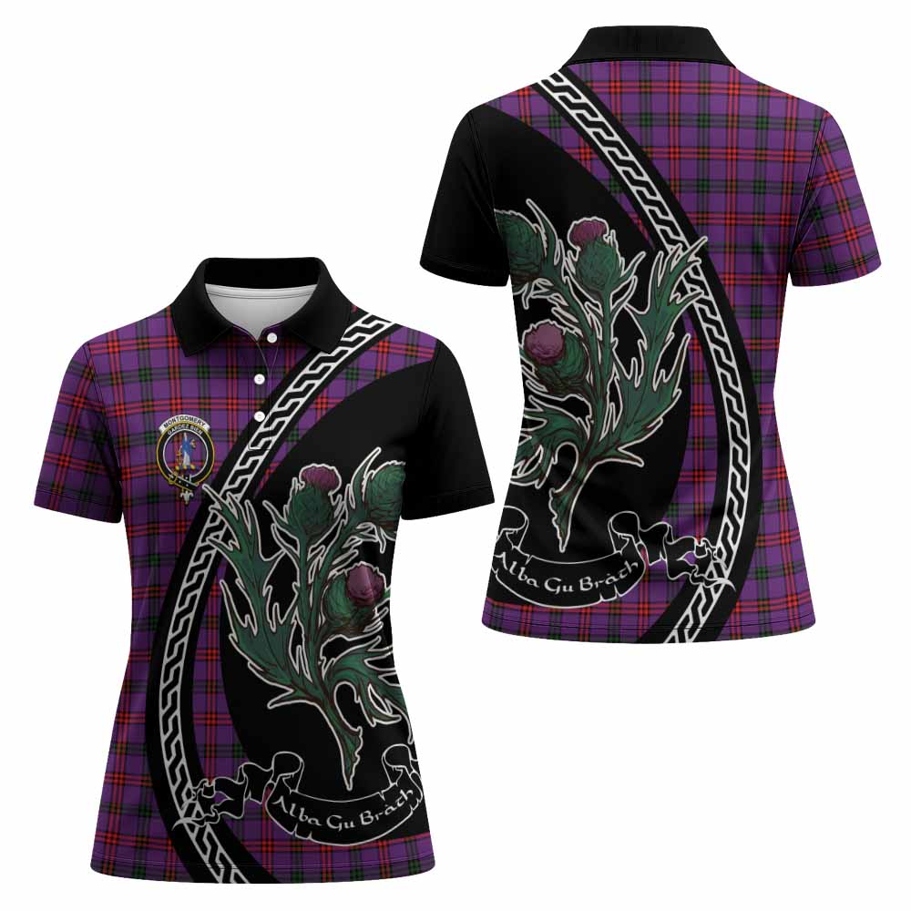 Montgomery Family Crest Tartan Women Polo Shirt Alba Thistle Inspired - Tartan Vibes Clothing